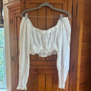 Papermoon White Ruffled Sleeve Top